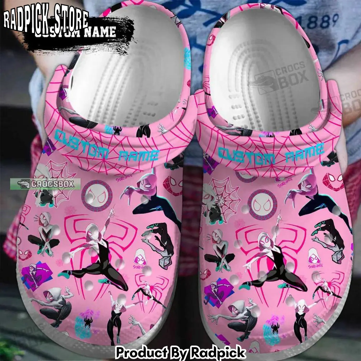 Radpick across the spiderverse crocss pink spiderman crocss womens rp6528342